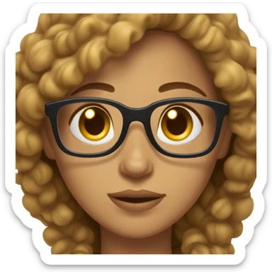 woman caramel skin brown hair and light brown eyes, medium lenght hair with pasta glasses sticker
