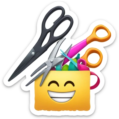 Create an emoji of a discount coupon with a hair-related theme. The coupon should have a design with scissors, a comb, and a hairdryer, symbolizing a discount for haircuts or hair treatments. Make it colorful and eye-catching, with a bold ‘10% OFF’ written on it in a fun, playful font. sticker