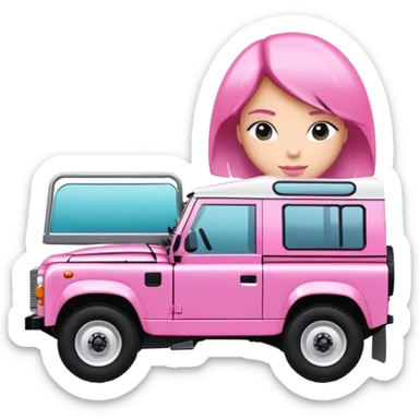 Pink Land Rover with HAIRDRESSER written on side  sticker