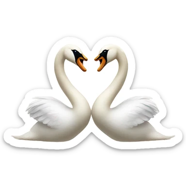 2 swans that make a heart shape with a bow on them sticker