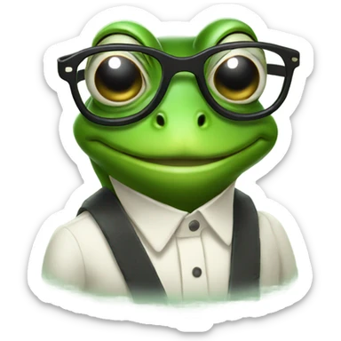 Nerdy frog with glasses and a moustache  sticker