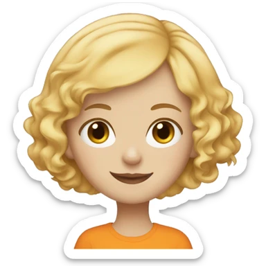 Short blonde hair girl with orange cat sticker