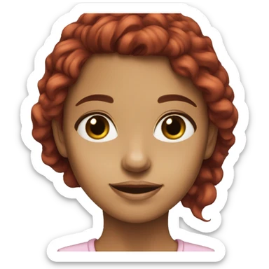 girl red cherry hair brown eyes sticker