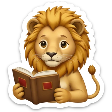 lion reading book sticker