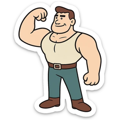 strong man, minimalist style, simple lines, bold silhouette, modern look sticker
