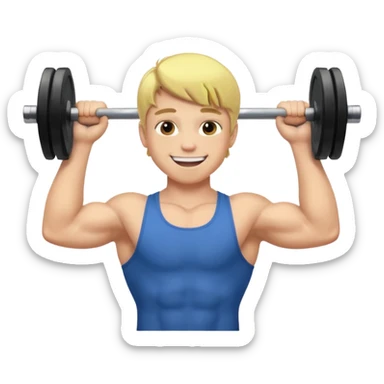 cute blonde boy smiling and lifting weights sticker