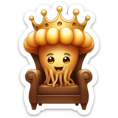 brown jellyfish cute sitting on throne with crown sticker