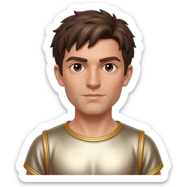 Duro from Rome Mythology with dark brown eyes, dark brown hair, cream metallic tunica sticker