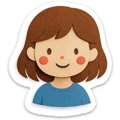 paper craft style cute girl with brown hair sticker