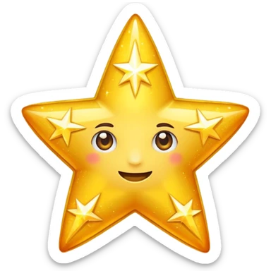 glitter yellow Star fire  sticker