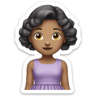 Child girl , Carrying a cloud ,blak hair, Light-skinned،  purple dress sticker