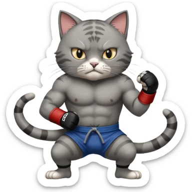 cat doing MMA fighting sticker