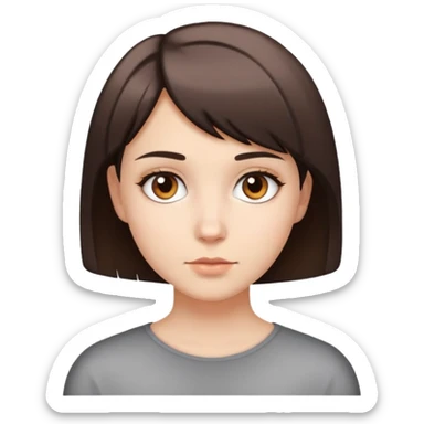 a girl with brown eyes and short hair cut like a white man  sticker