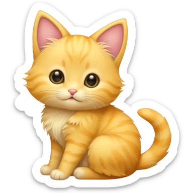 A cute cartoon yellow kitten sitting and wagging its tail and animated. sticker
