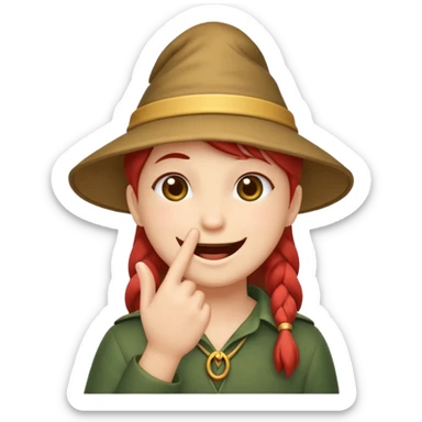 mystic forest character finger under chin teasing smile sticker