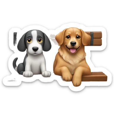 Dog and cat on a bench sticker