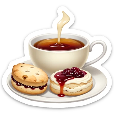 English tea with scone with cream and jam sticker