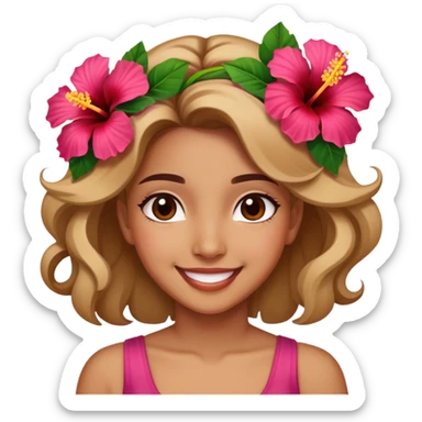 Hibiscus flowers and a girl sticker