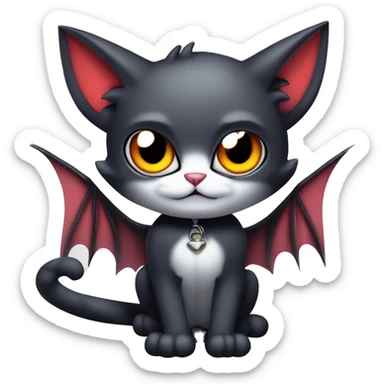 Cute edgy cool kawaii vampiric dark cat-Fakémon-Digimon with bat-wings as ears sticker