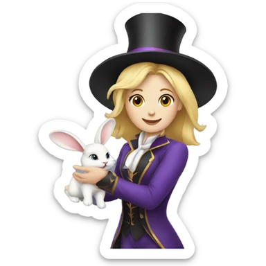 Blond Female Magician pulling rabbit out of hat sticker