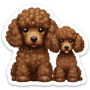 Brown poodle with a Brown wavy hair loves each others sticker