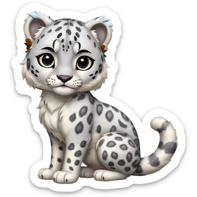 Deformed Snow leopard-Eyes are long and black sticker