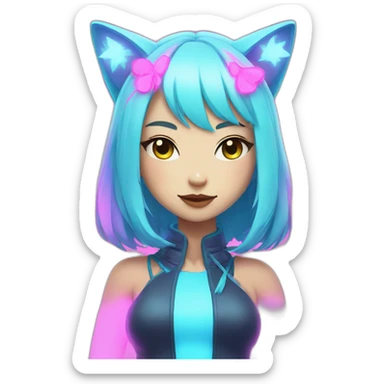 neon neko girl sticker