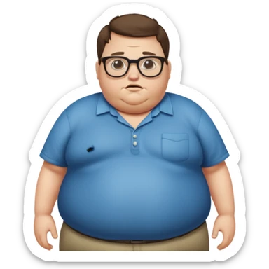 Hombre nerd obeso mórbido con la barriga saliendo de la camisa sticker