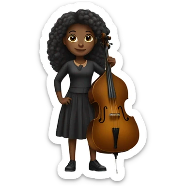 black girl with double bass sticker