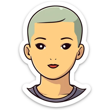 confident woman with buzz cut sticker