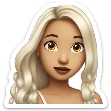 latin girl with long hair and a monroe piercing on the top or her lips sticker