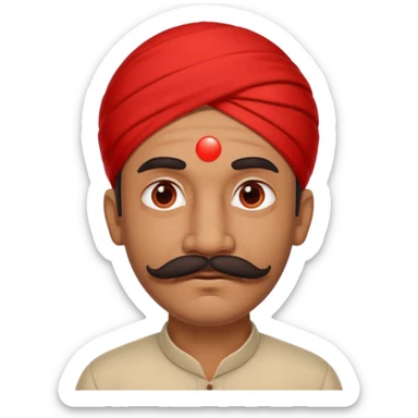 indian man with mustache red dot sticker