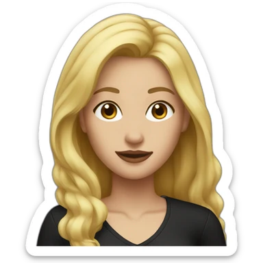 woman blonde medium hair no glasses black outfit sticker