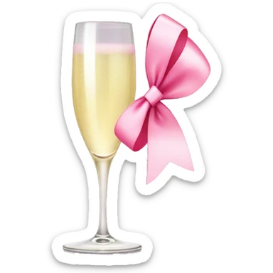 Champagne glass cheers with pink bow sticker