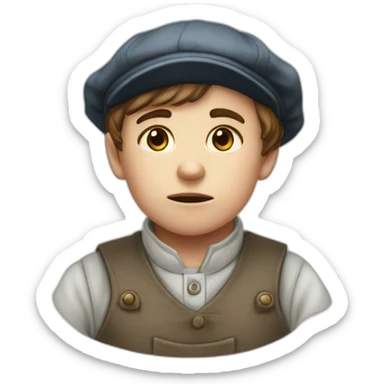 Victorian-Era-poor-factory-worker-kid-flat-cap-furious sticker