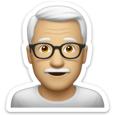 Viel homme blanc chauve, avec lunettes rondes, sans moustache sticker