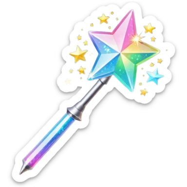 shiny and sparkly glitter magic wand with a star tip sticker