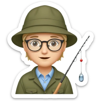 Accountant who wears glasses and loves fishing with fair skin and bold spot sticker