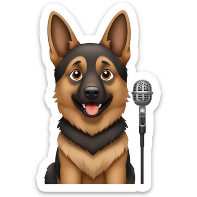 German Shepard singing into microphone  sticker