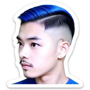 Nam 15 tuổi, da trắng, tóc under cut màu xanh lá cây vuốt ngược ra sau, mắt đen, áo khoác da màu cam , bên trong mặc áo cộc tay màu trắng, đeo khuyên tai màu bạc, mặt ngầu sticker