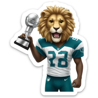 Lion holding the Lombardi trophy sticker