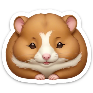 Meme-Worthy Cute Sleeping Brown Hamster Portrait Emoji, Head resting peacefully with a contented smile, showcasing a delightfully compact build and a luxuriously soft rich brown coat, eyes shut in a serene nap, Simplified yet hilariously adorable features, highly detailed, glowing with a soft, drowsy light, high shine, relaxed and utterly lovable, stylized with an air of playful laziness, bright and heartwarming, soft glowing outline, capturing the essence of a comically sleepy hamster, so meme-worthy it feels like it could instantly become the next viral sensation of adorable slumber! sticker