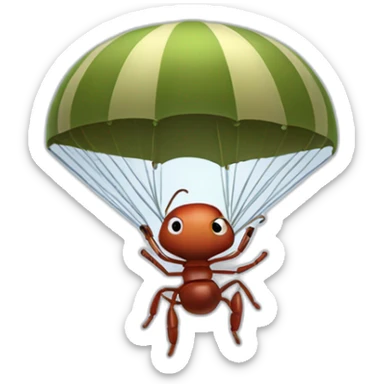 Pixar style Parachuting military ant sticker
