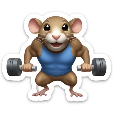 rat that is strength training  sticker