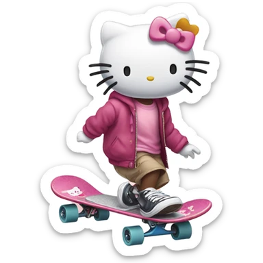 Hello kitty on a skateboard  sticker