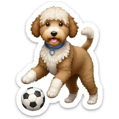 Labradoodle playing soccer  sticker