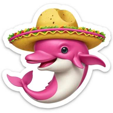 pink dolphin wearing taco hat sticker
