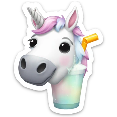 A unicorn drinking boba sticker