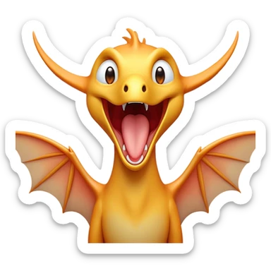 Cinematic Cute Yawning Pterodactyl Portrait Emoji, Head tilted slightly with a dramatic, wide-open yawn, showcasing a slender, gracefully curved body with softly drooping wings and sleepy, half-closed eyes, Simplified yet irresistibly cute features, highly detailed, glowing with a soft, cozy aerial glow, high shine, relaxed yet expressive, stylized with a dash of whimsical flight charm, soft glowing outline, capturing the essence of a drowsy yet affectionate Pterodactyl that appears ready to stretch and yawn its way out of the screen! sticker