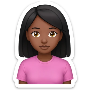 black girl with straight black hair and pink shirt sticker
